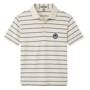 Peter Millar Cypress Point Club Golf Polo Shirt Striped White Blue Mens L